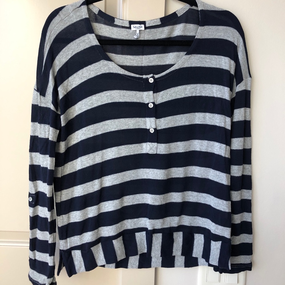 Splendid Silver and Navy Striped Sweater XSmall
